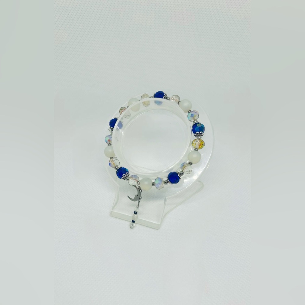 Handmade Gemstone Bracelet with Charms Stretch Celestial Charm Jewelry